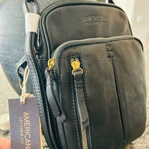 American Leather Co. Cleveland NS Large Crossbody Bag in Black Smooth